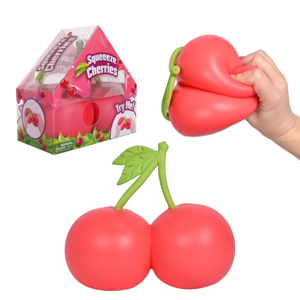 XXL Kirseb�r Squishy 17 cm � Jumbo med Marshmallow-fyld