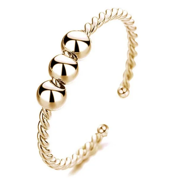 Anti-stress Ring med Snurrende Kugler i Guld – 3 Kugler Justerbar (se video)