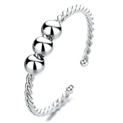 Anti-stress Ring med Snurrende Kugler i slv - Justerbar (se video)