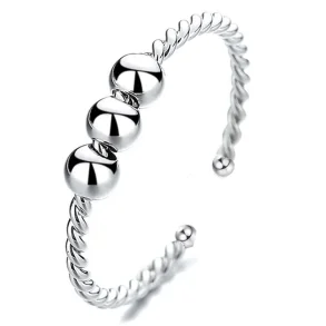 Anti-stress Ring med Snurrende Kugler i slv - Justerbar (se video)