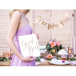 G�stebog � Hvid med Rose Gold-tekst � 20 x 24,5 cm � 22 Sider