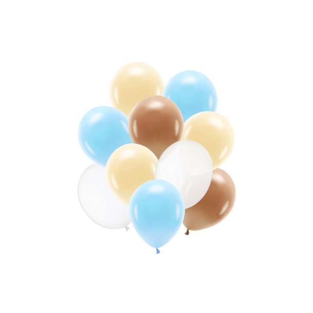 Latex Ballonsæt, Mix af Blå Farver 30 cm. 10 stk
