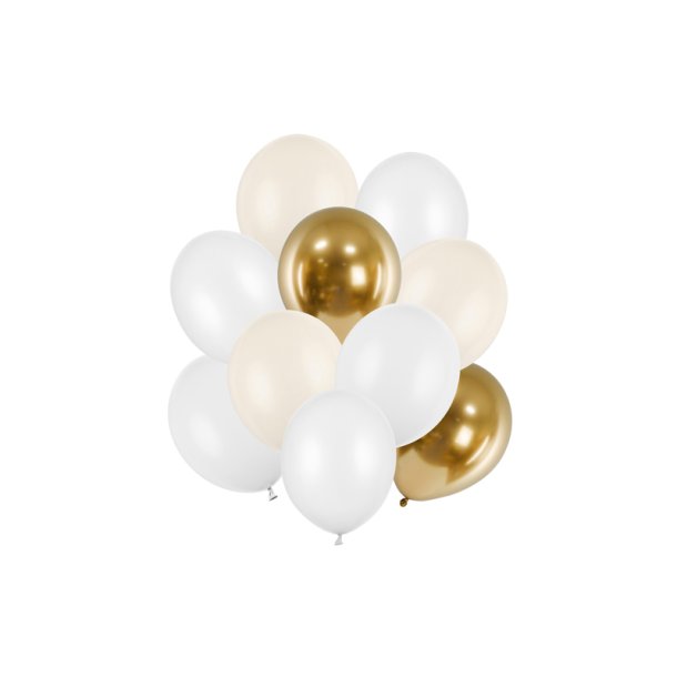 Latex Ballonsæt, Mix af Farver Guld 30 cm. 10 stk