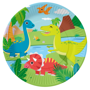 8 papirtallerkener 23 cm FSC � dinosaur