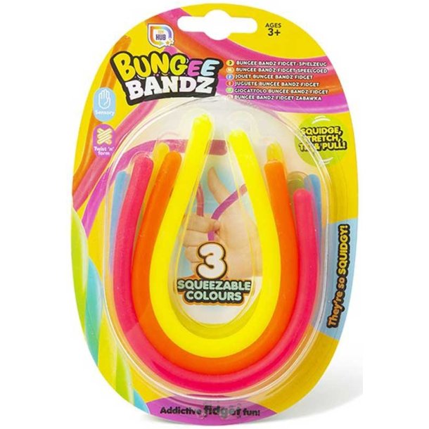 Fidget Bungee Bandz Assorted - Str�k, Klem og Fidget i Timevis! 3pak