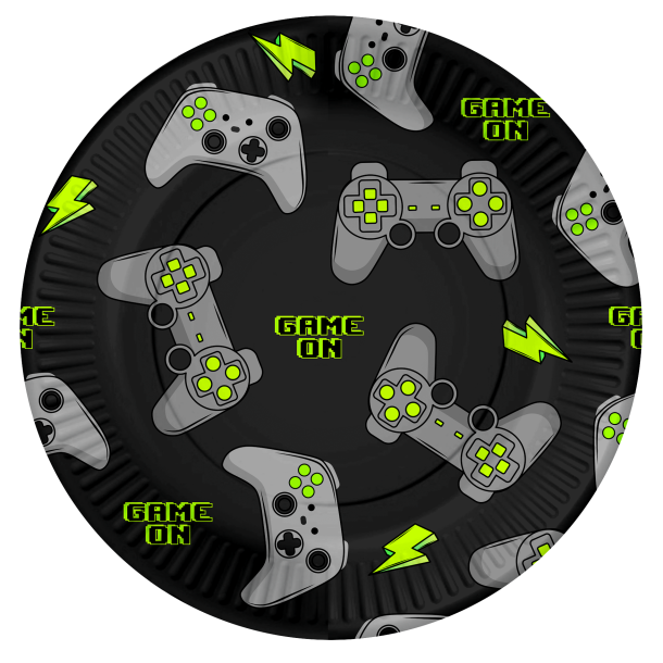 8 Papir Tallerkener Stor 23cm FSC &#150; Gaming