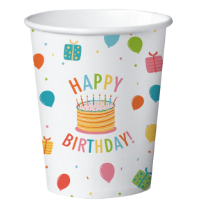8 Papir Kopper 210ml FSC  Happy Birthday Kids