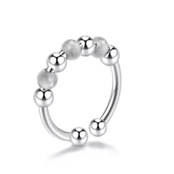 Anti-stress Ring med 7 Drejelige Slv Perler (se video)