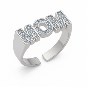 MOM Ring � S�lvfarvet & Justerbar m. Lysebl� Similistene