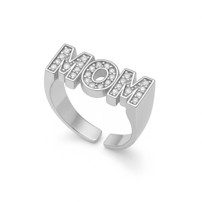 MOM Ring � S�lvfarvet & Justerbar m. Klare Similistene