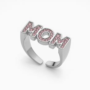 MOM Ring – Slvfarvet & Justerbar m. Lyserde Similistene