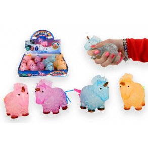 Fidget Toys: Squeeze Unicorn Med Vandperler 10cm